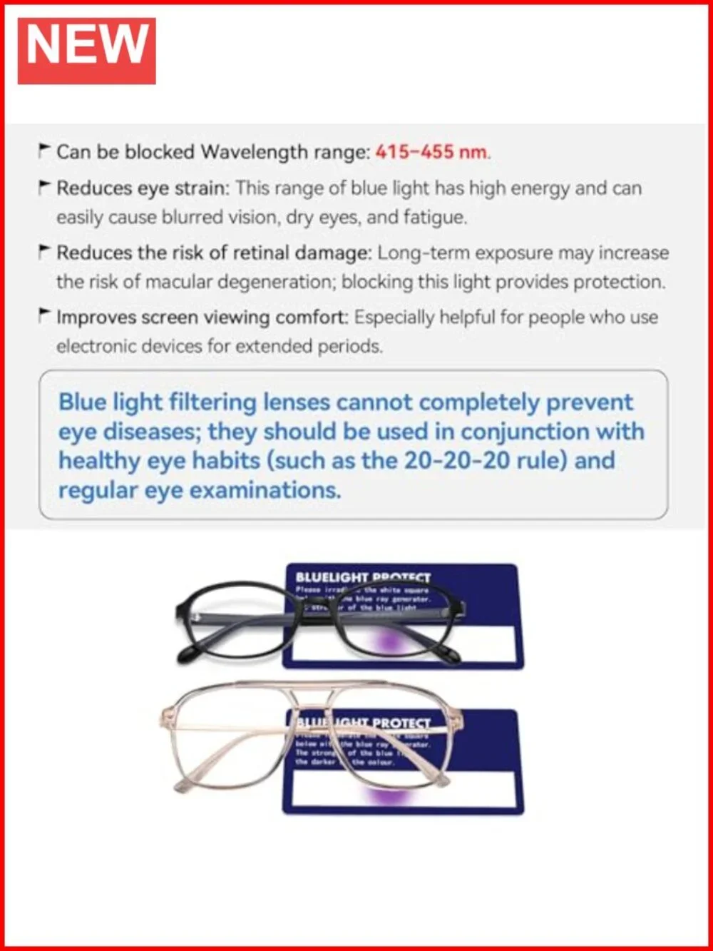 Blue Light Blocking Oversized Aviator Computer Glasses TR90 Metal Frame